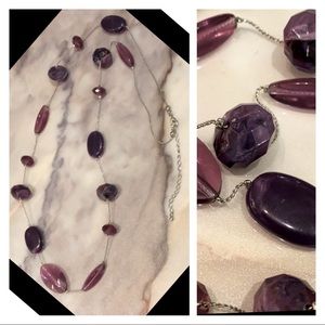 🆕NWT  Amethyst Colored Silver Long Necklace!!!